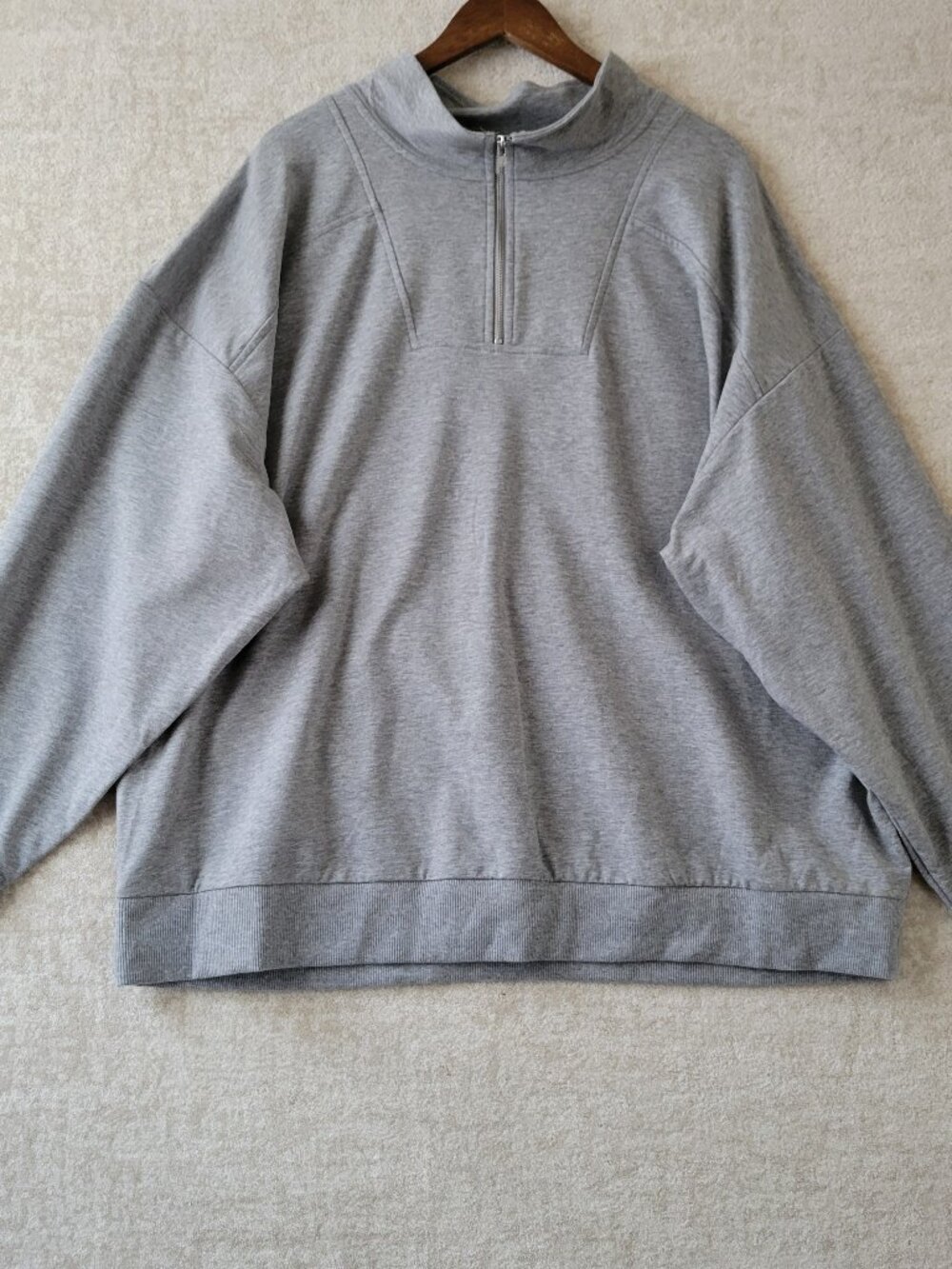 Ava & Viv Plus Size 3X Grey French Terry Quarter Zip Pullover Sweatshirt NWT